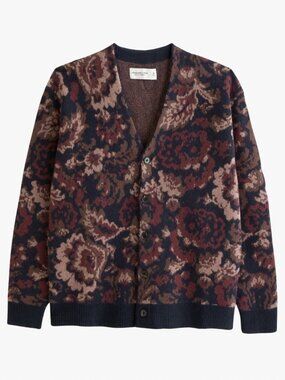 Abercrombie Men's Fuzzy Floral Patterned Cardigan